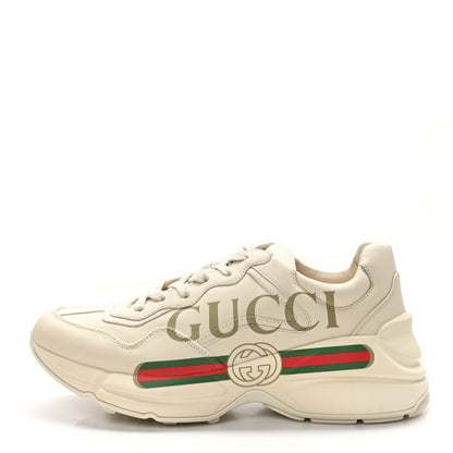 Gucci Calfskin Logo Womens Rhyton Sneakers 38.5 Ivory 1 of 9