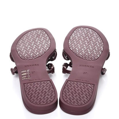 Hermes Rubber Chaine d'Ancre Rivage Sandals 37 Bordeaux 5 of 8