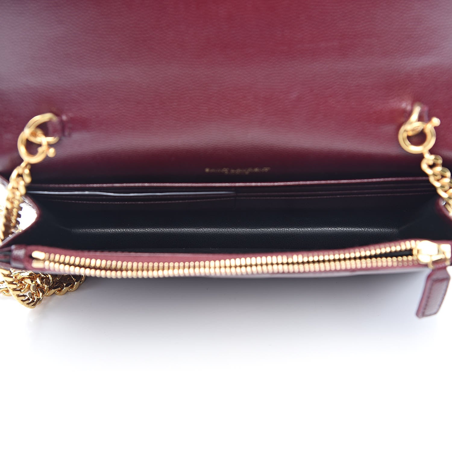 Saint Laurent Grain De Poudre Matelasse Chevron Monogram Envelope Chain Wallet Rouge Legion 5 of 9