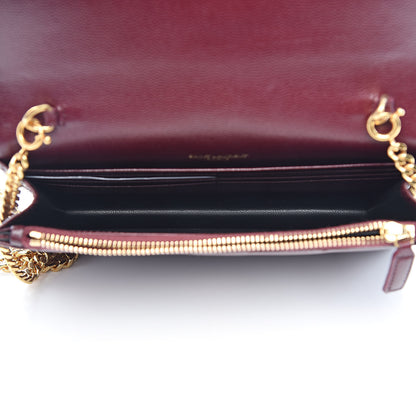 Saint Laurent Grain De Poudre Matelasse Chevron Monogram Envelope Chain Wallet Rouge Legion 5 of 9