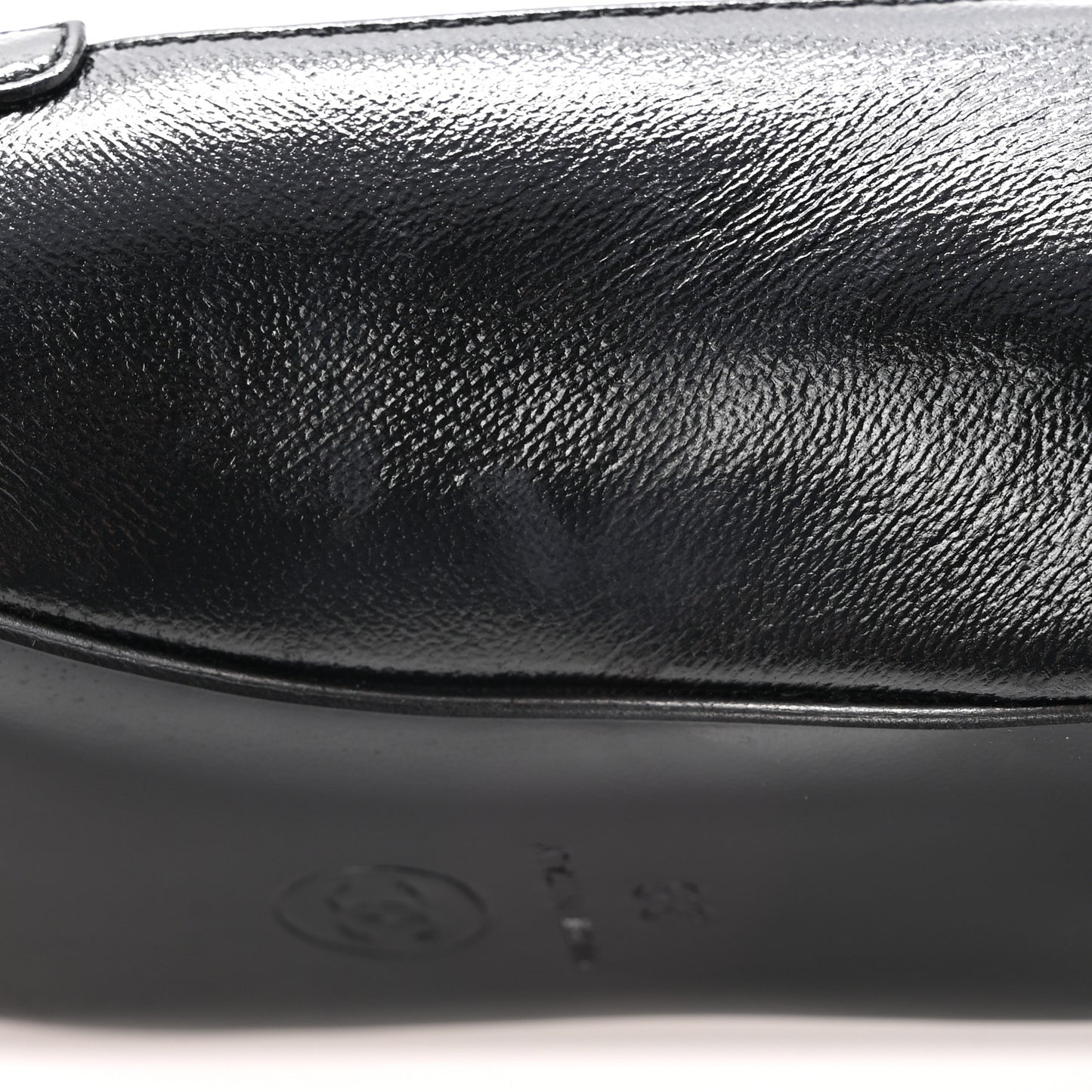 Shiny Lambskin Grosgrain Pearl Mary Jane Flats 39 Black