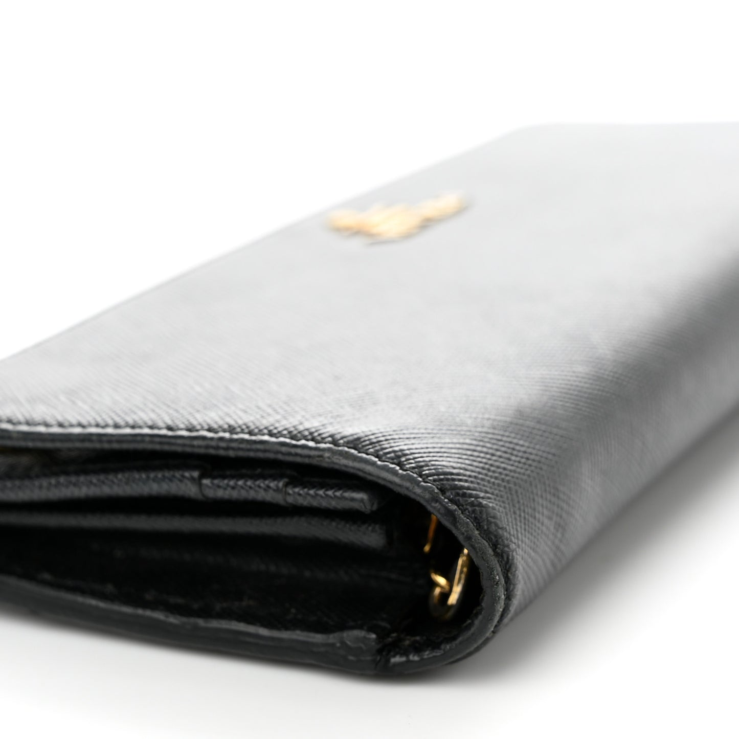 Saffiano Metal Oro Chain Wallet Black