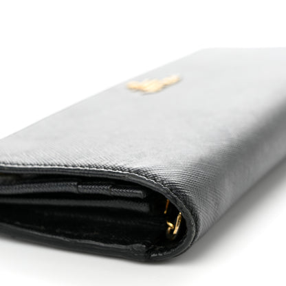 Prada Saffiano Metal Oro Chain Wallet Black 10 of 11