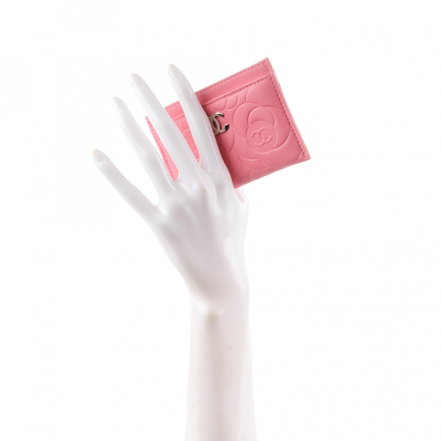 Chanel Lambskin Camellia Embossed Card Holder Pink 2 of 7