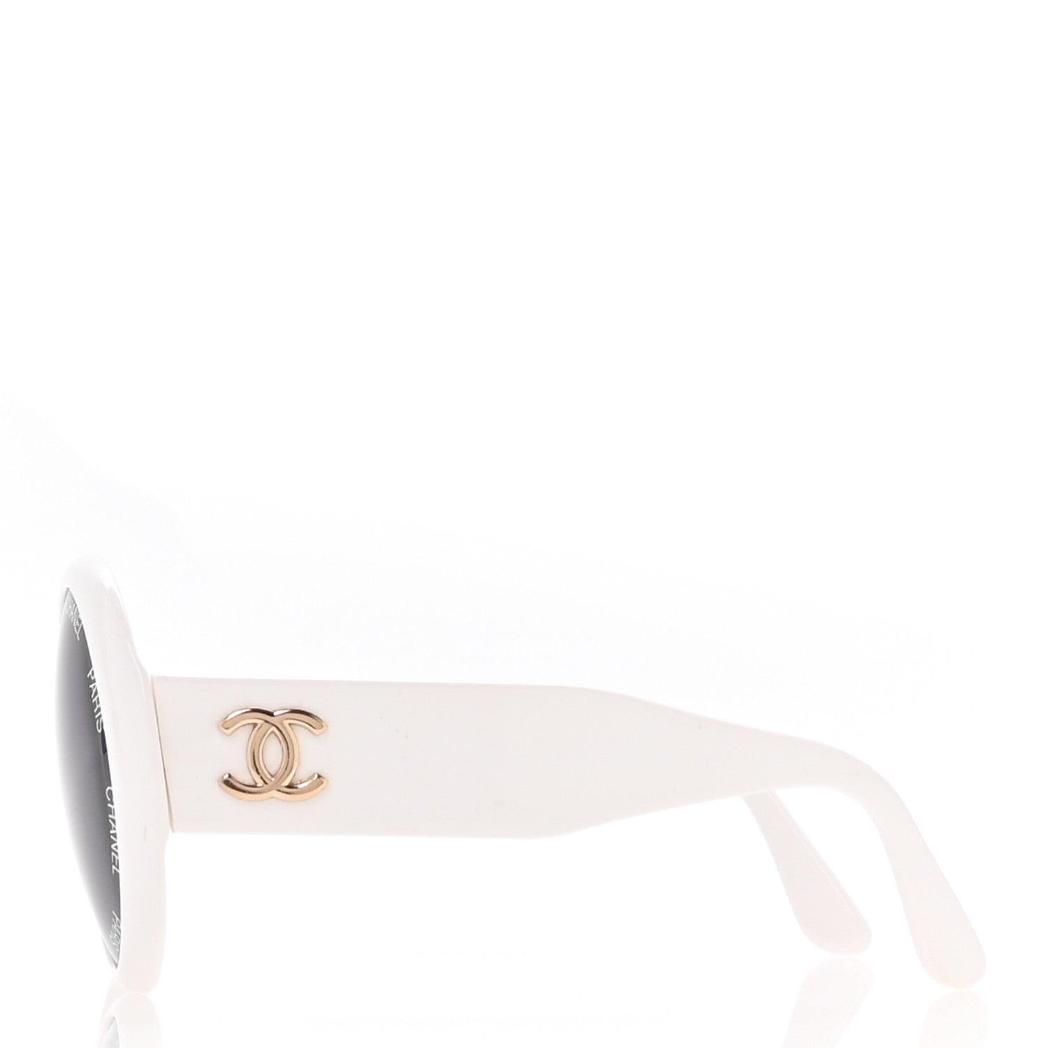Chanel Acetate Logo Round Sunglasses 01949 White 3 of 8