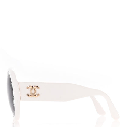 Chanel Acetate Logo Round Sunglasses 01949 White 3 of 8