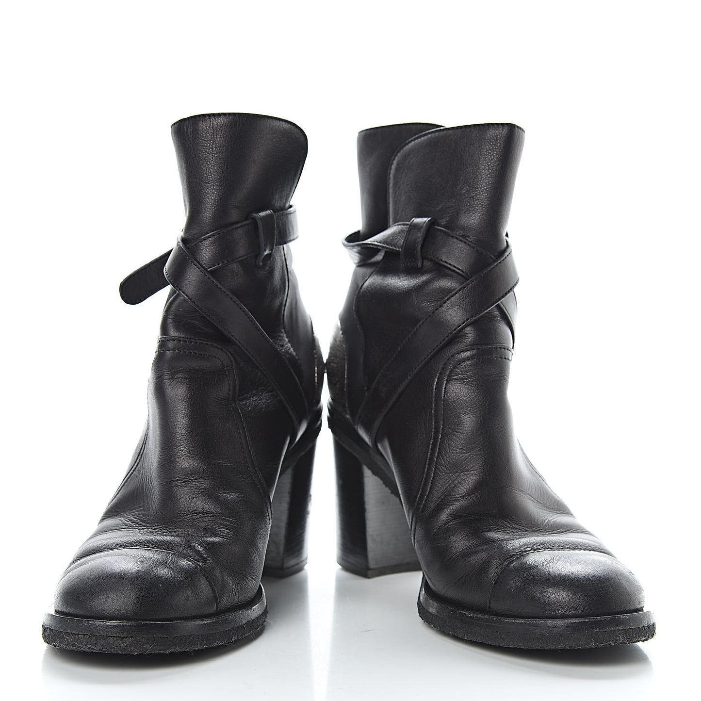 Lambskin CC Buckle Short Boots 36.5 Black