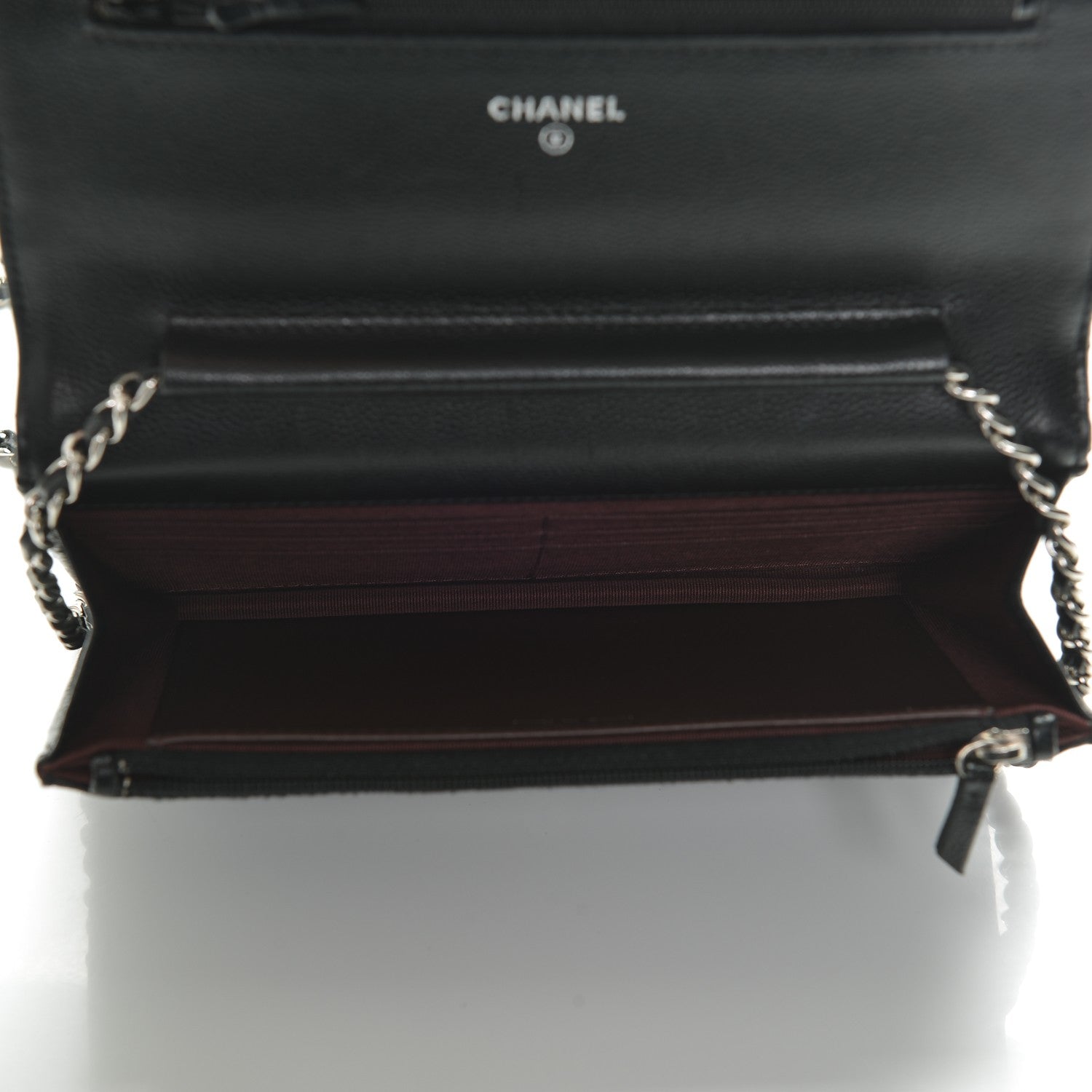 Chanel Caviar Chevron Quilted Wallet On Chain WOC Black 5 of 9