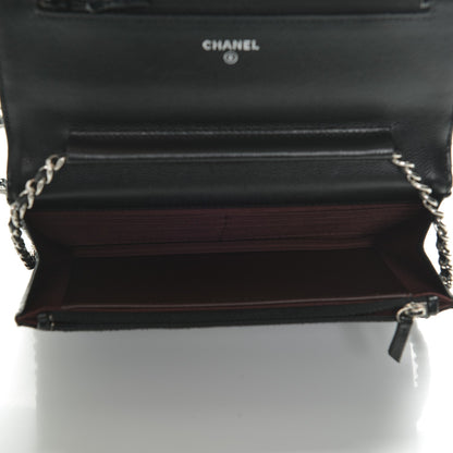 Chanel Caviar Chevron Quilted Wallet On Chain WOC Black 5 of 9