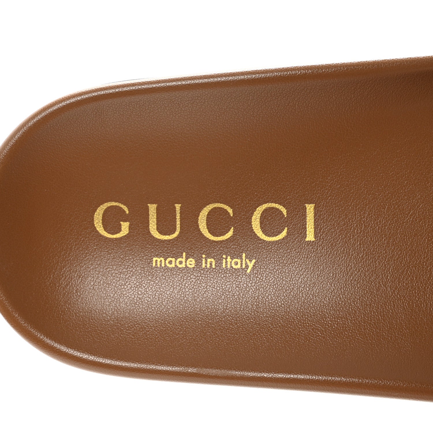 GUCCI ロゴ入りブラウンサンダル 37 Gucci Cosmos Softy Calfskin Interlocking G Cut Out Slide Sandals