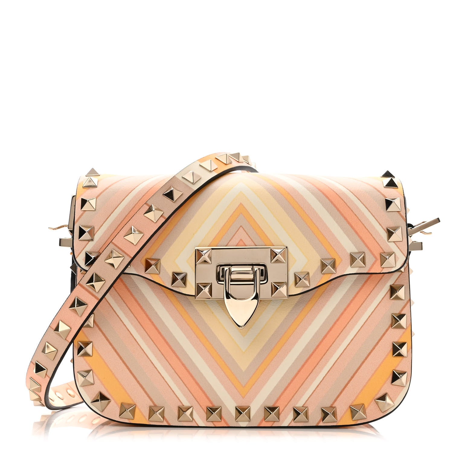 Valentino Garavani Vitello Native Couture 1975 Rockstud Crossbody Bag Mandarin Sorbet 1 of 8