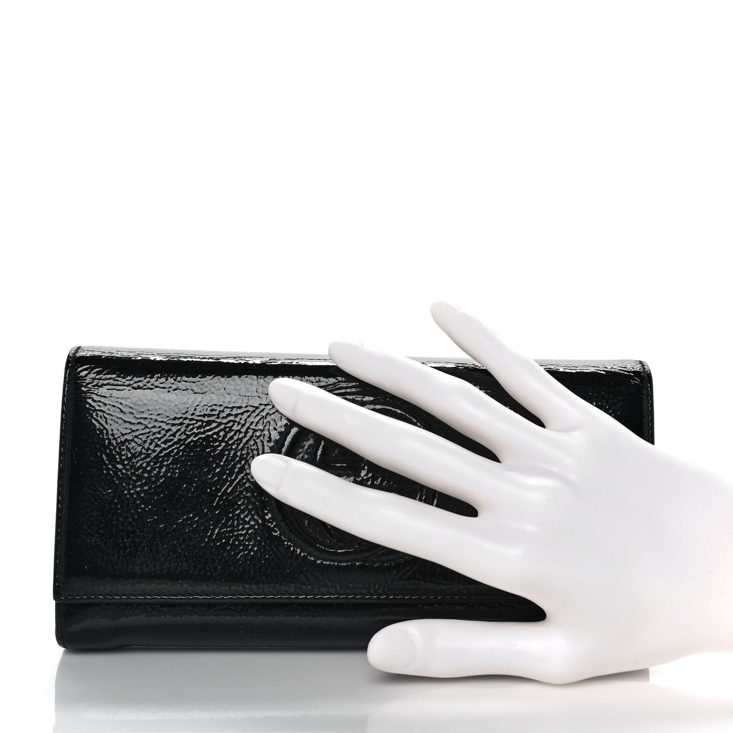 Patent Calfskin Large Soho Continental Wallet Black