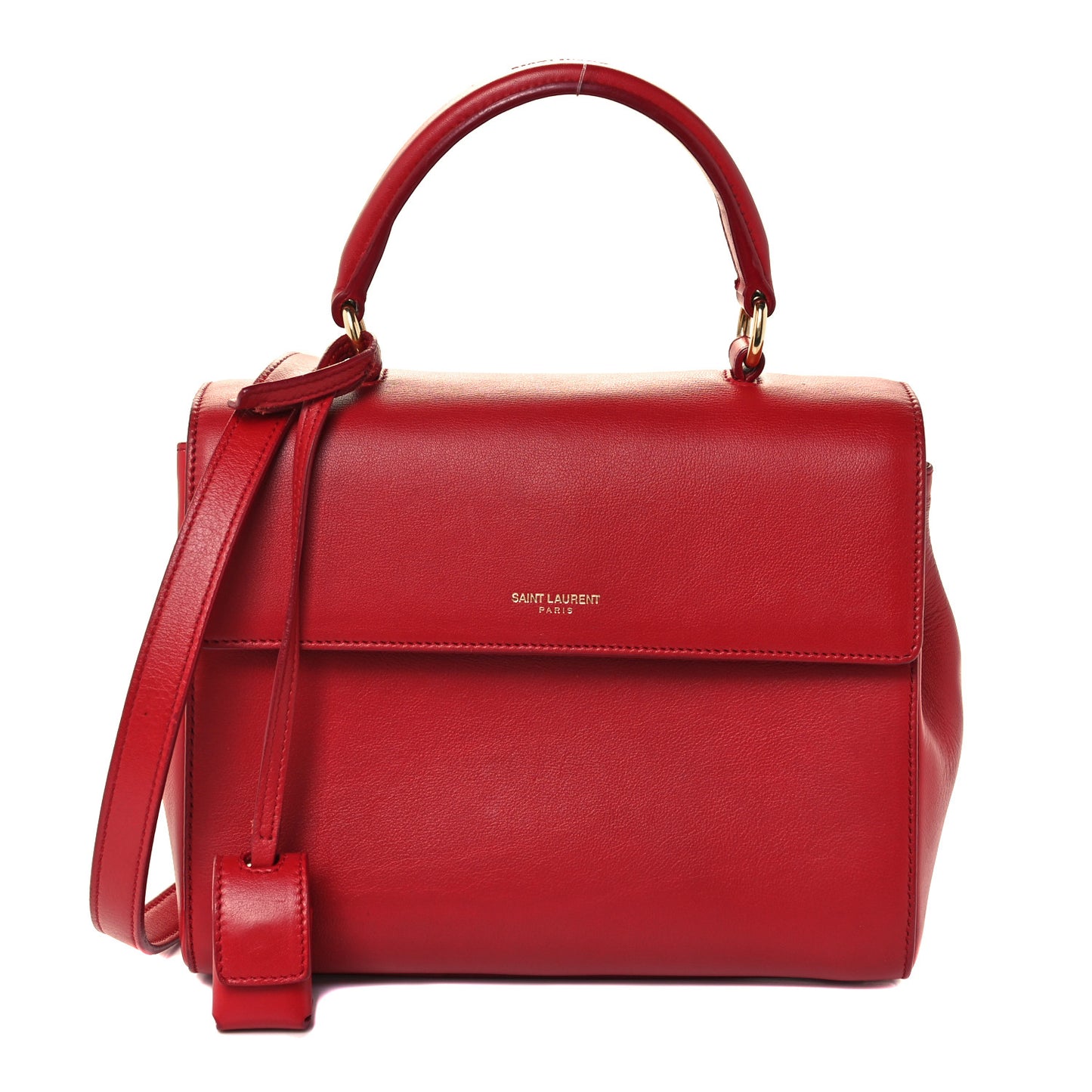 Calfskin Small Moujik Top Handle Bag Lipstick Red
