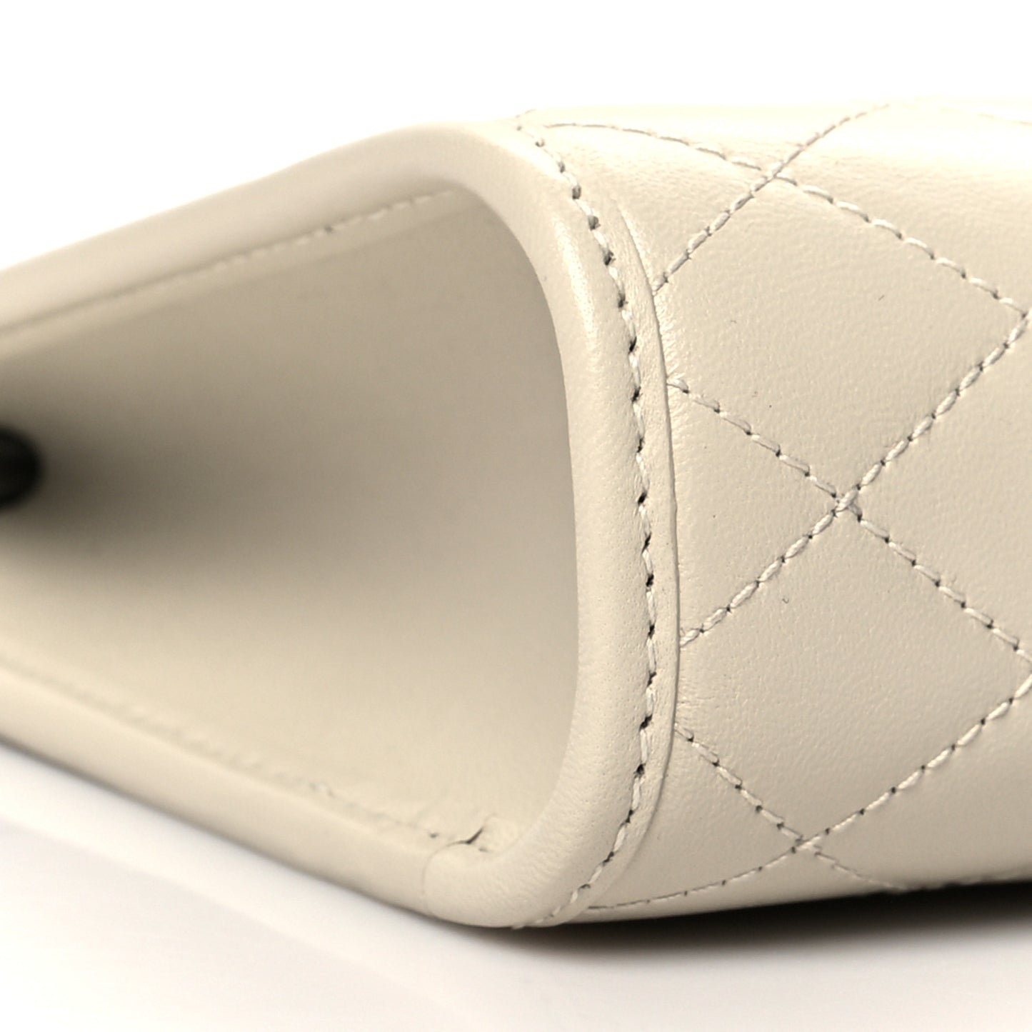 Lambskin Quilted Monogram Baby Victoire Chain Clutch Blanc Vintage