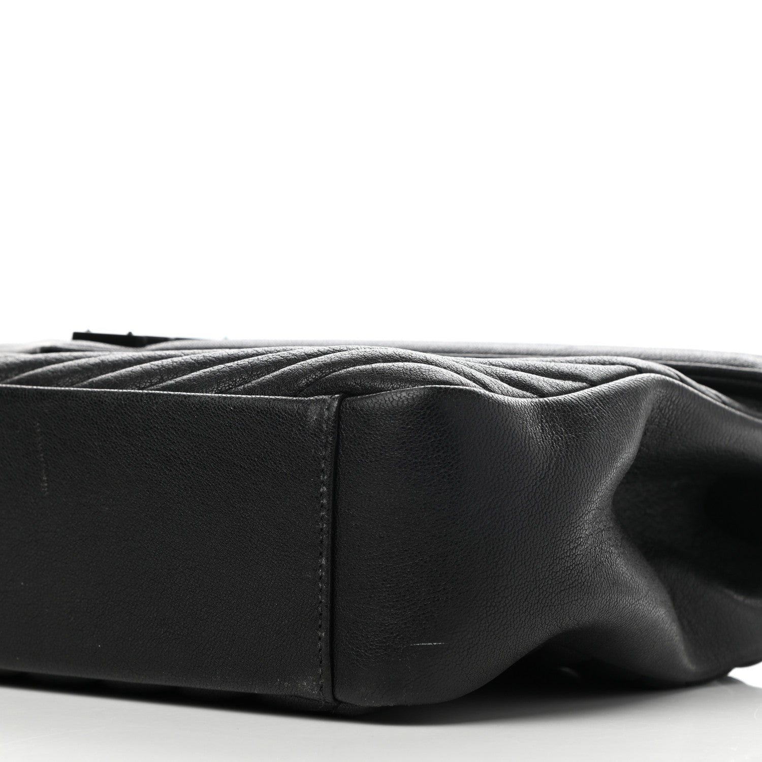 Saint Laurent Sheepskin Matelasse Chevron Monogram Monochrome Large College Satchel Black 11 of 11