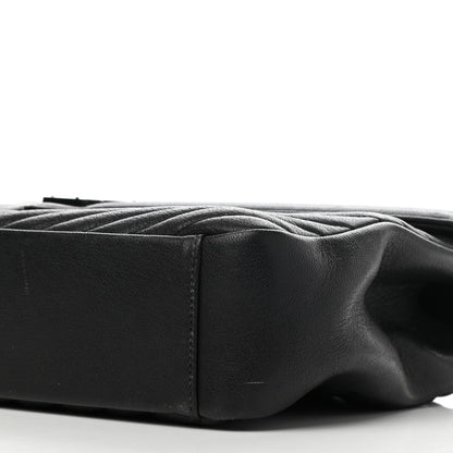 Saint Laurent Sheepskin Matelasse Chevron Monogram Monochrome Large College Satchel Black 11 of 11