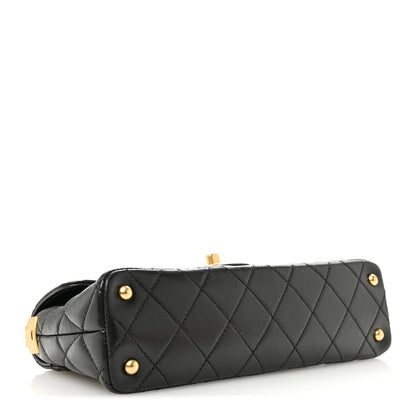 Chanel Lambskin Quilted Mini Flap Top Handle Bag Black 4 of 11