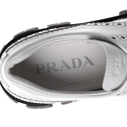 Prada Spazzolato Rois Brogue Monolith 55mm Derby Loafers 37.5 White 7 of 11