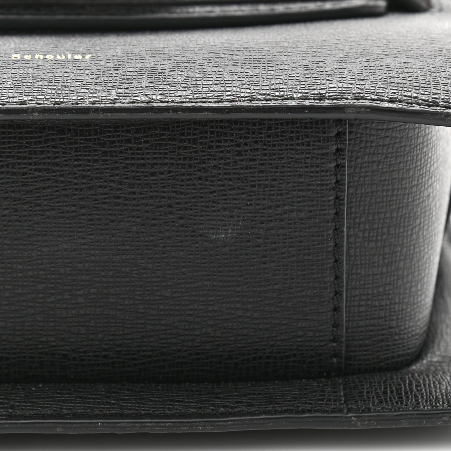 Embossed Grained Calfskin Buckle Trapeze Bag Black