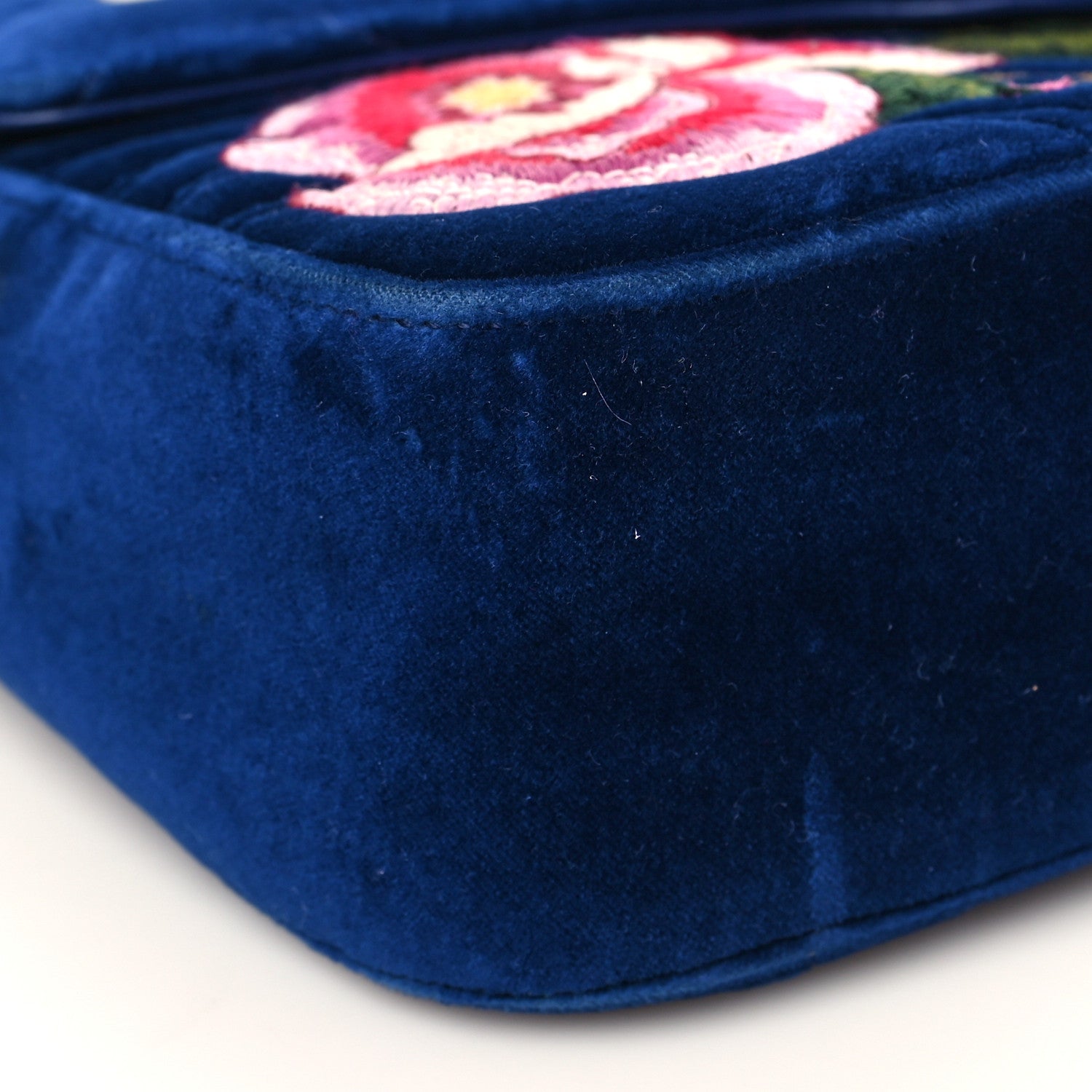 Gucci Velvet Matelasse Modern Embroidered Medium GG Marmont Shoulder Bag Cobalt 7 of 8