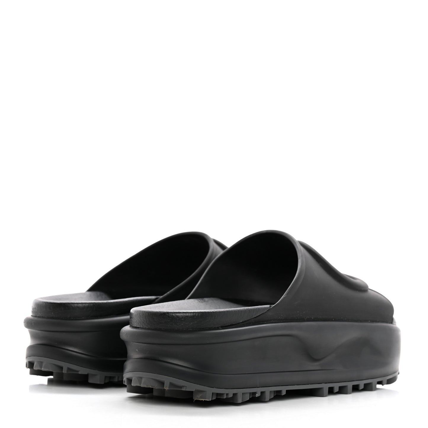 Soft Rubber Womens Interlocking G Platform 42mm Slide Sandals 37 Black