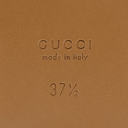 Gucci Calfskin Canvas Rice Horsebit Thong Sandals 37.5 Sundial Brown Natural 7 of 10