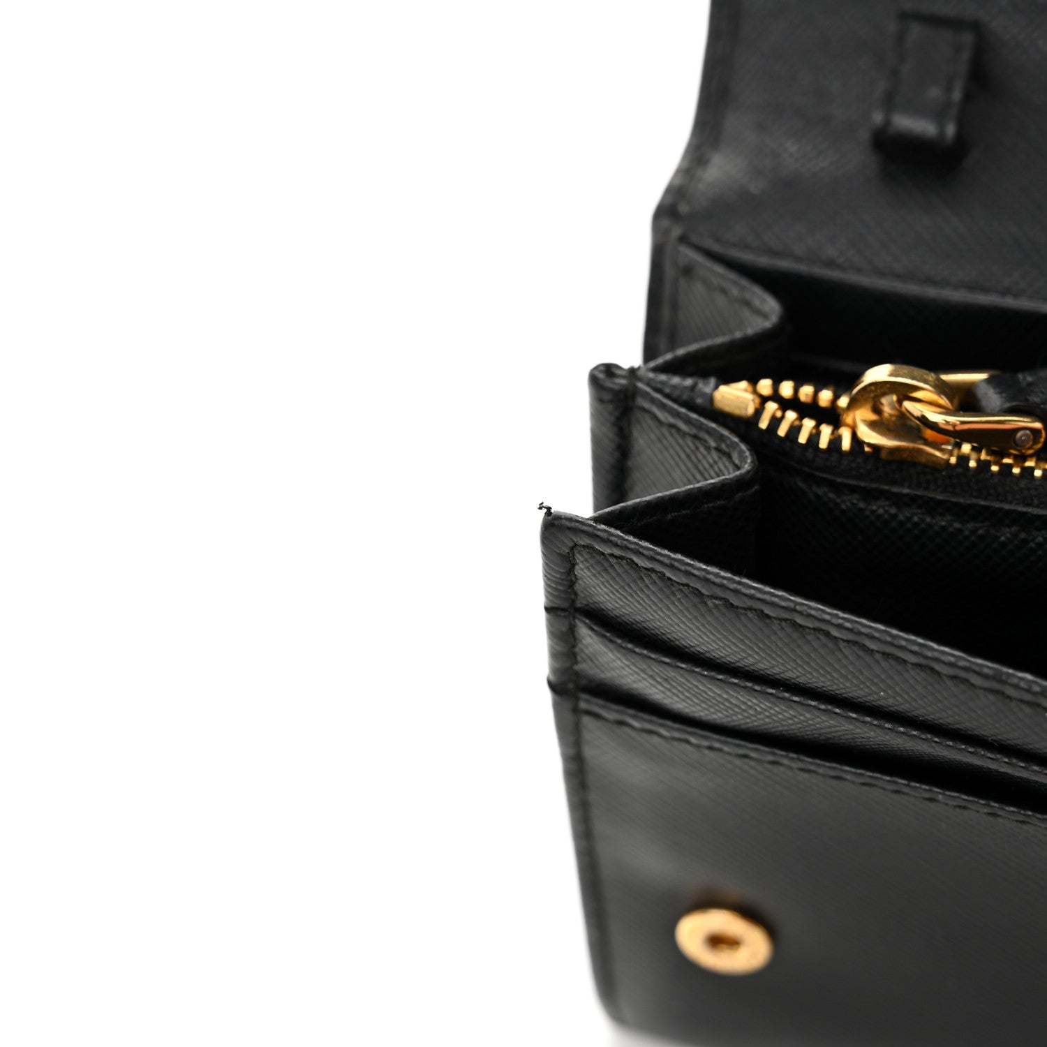 Prada Saffiano Metal Oro Chain Wallet Black 12 of 14