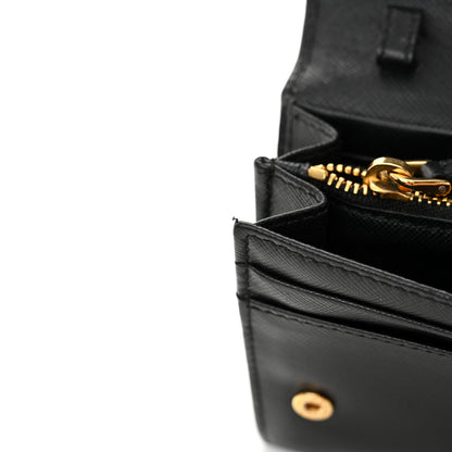 Prada Saffiano Metal Oro Chain Wallet Black 12 of 14