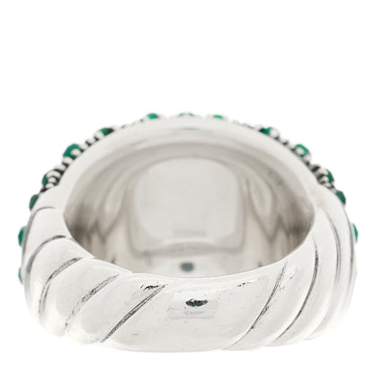 David Yurman Sterling Silver Diamond Green Onyx Cable Berries Dome Ring 54 7 4 of 5