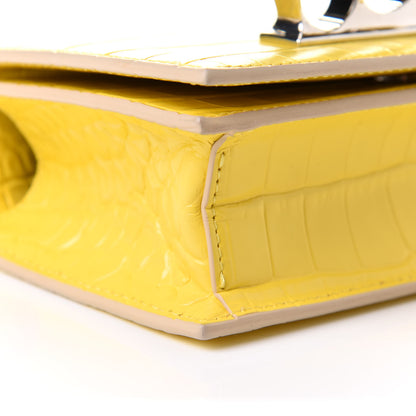 Alexander McQueen Shiny Crocodile Embossed Mini Jeweled Satchel Pop Yellow 10 of 11
