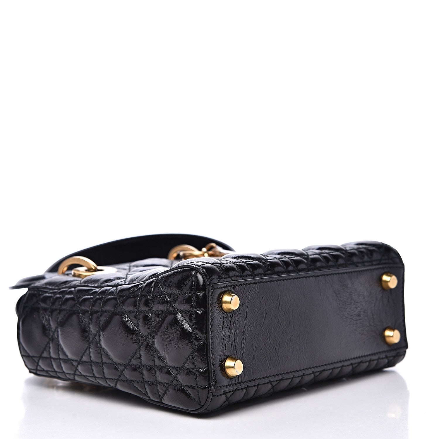 Christian Dior Crinkled Patent Cannage Small Lucky Badges My Lady Dior Black 3 of 9