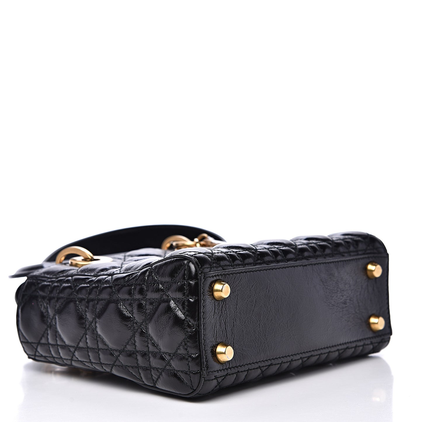 Crinkled Patent Cannage Small Lucky Badges My Lady Dior Black
