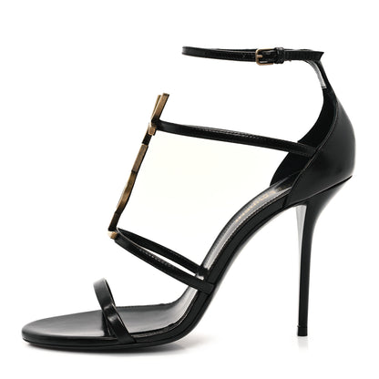 Saint Laurent Calfskin Cassandra 100 Ankle Strap Sandals 39 Black 1 of 10