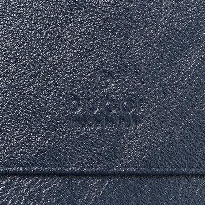 Gucci Vintage Effect Calfskin Matelasse Diagonal Torchon GG Marmont Card Case Wallet Blue Agata Mystic White 7 of 9