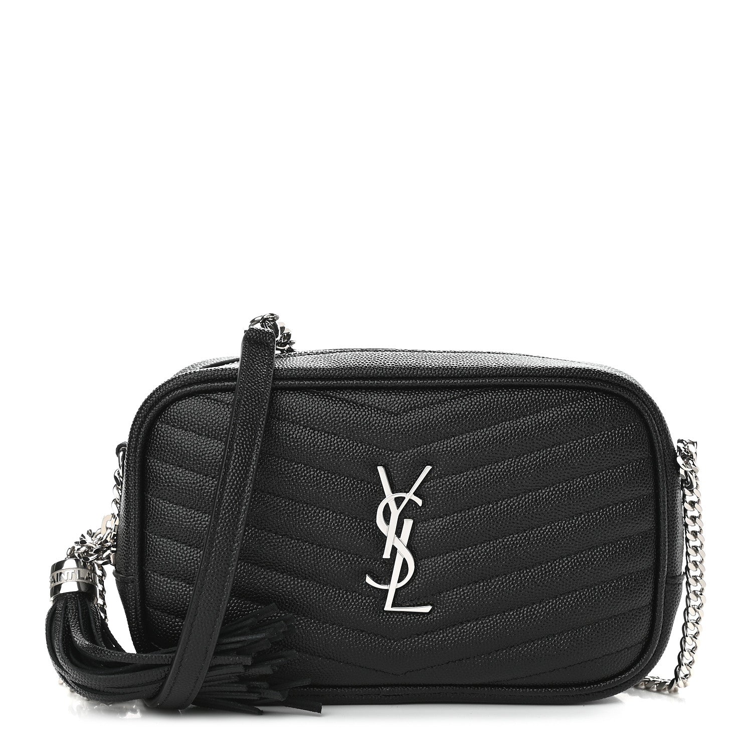 Saint Laurent Grain De Poudre Matelasse Monogram Mini Lou Camera Bag Black 1 of 9