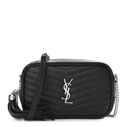 Saint Laurent Grain De Poudre Matelasse Monogram Mini Lou Camera Bag Black 1 of 9