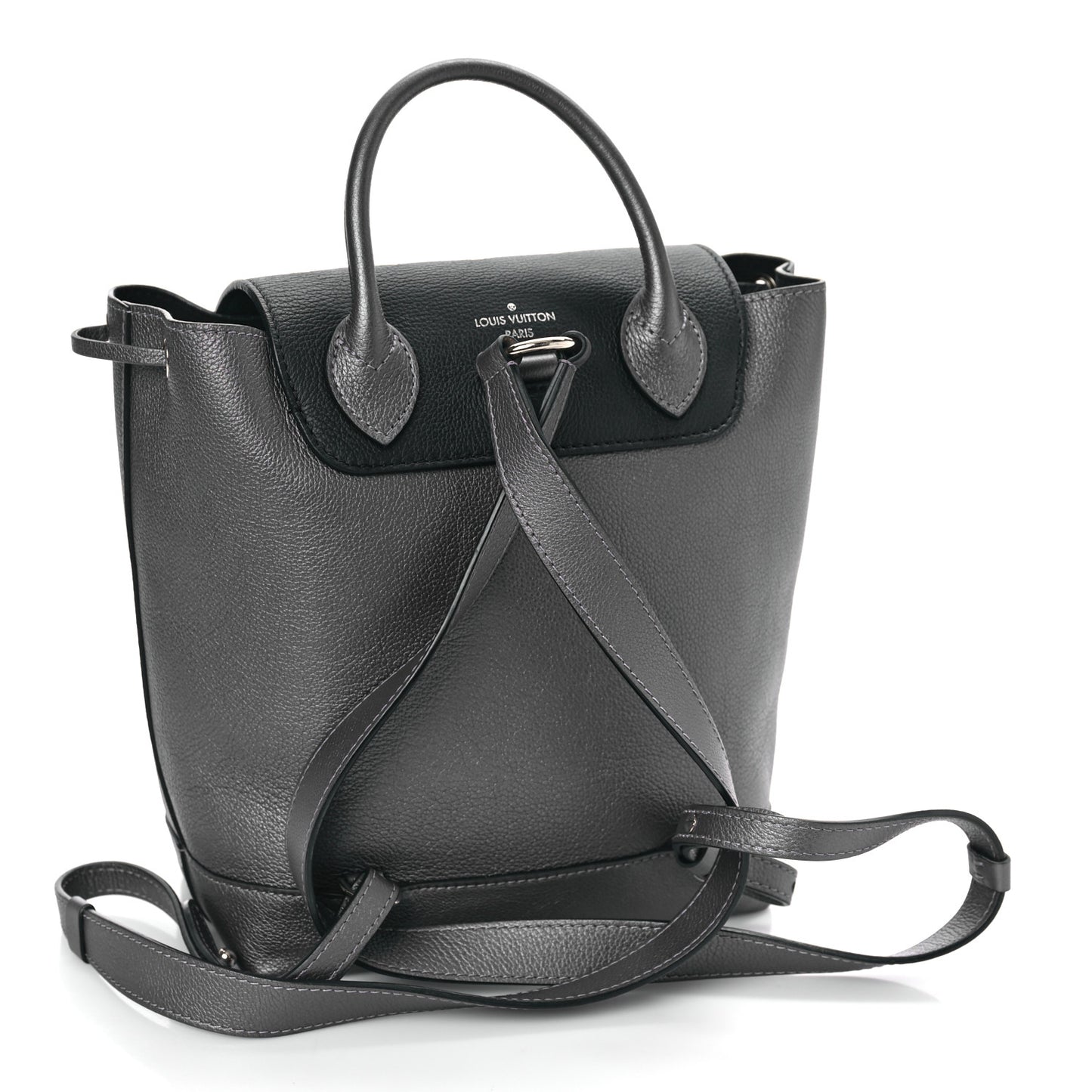 Metallic Calfskin Eyelet Lockme Backpack Black