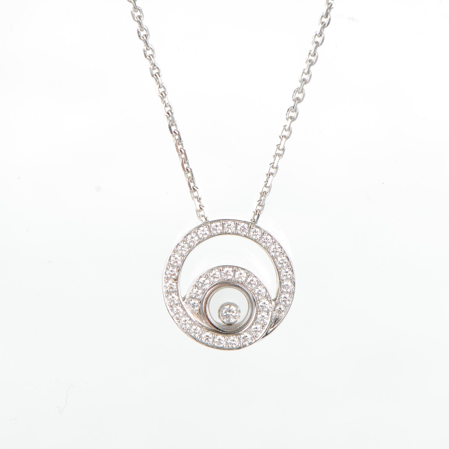 Chopard 18K White Gold Diamond Happy Pendant Necklace 4 of 6