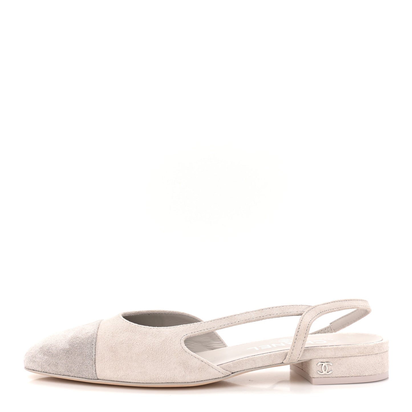 Suede Cap Toe CC Coco Slingback Pumps 37 Light Grey