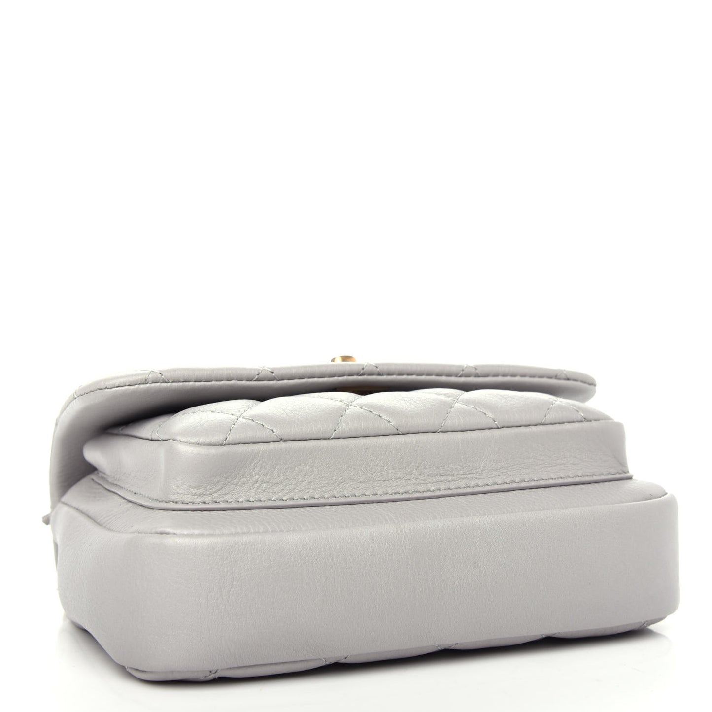 Calfskin Quilted Top Handle Flap Light Grey