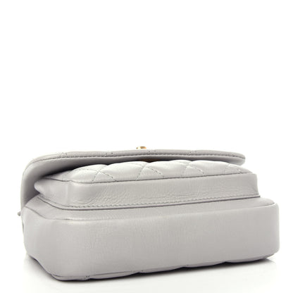 Chanel Calfskin Quilted Top Handle Flap Light Grey 4 of 12