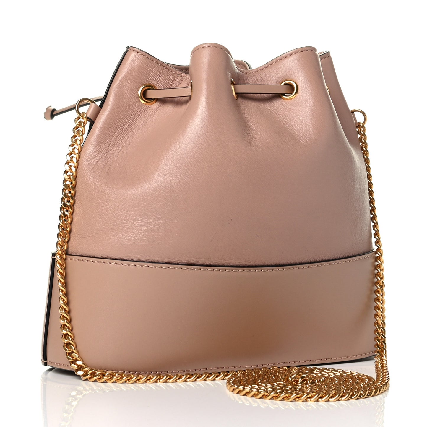 Nappa Mini VLogo Signature Chain Bucket Bag Rose Cannelle