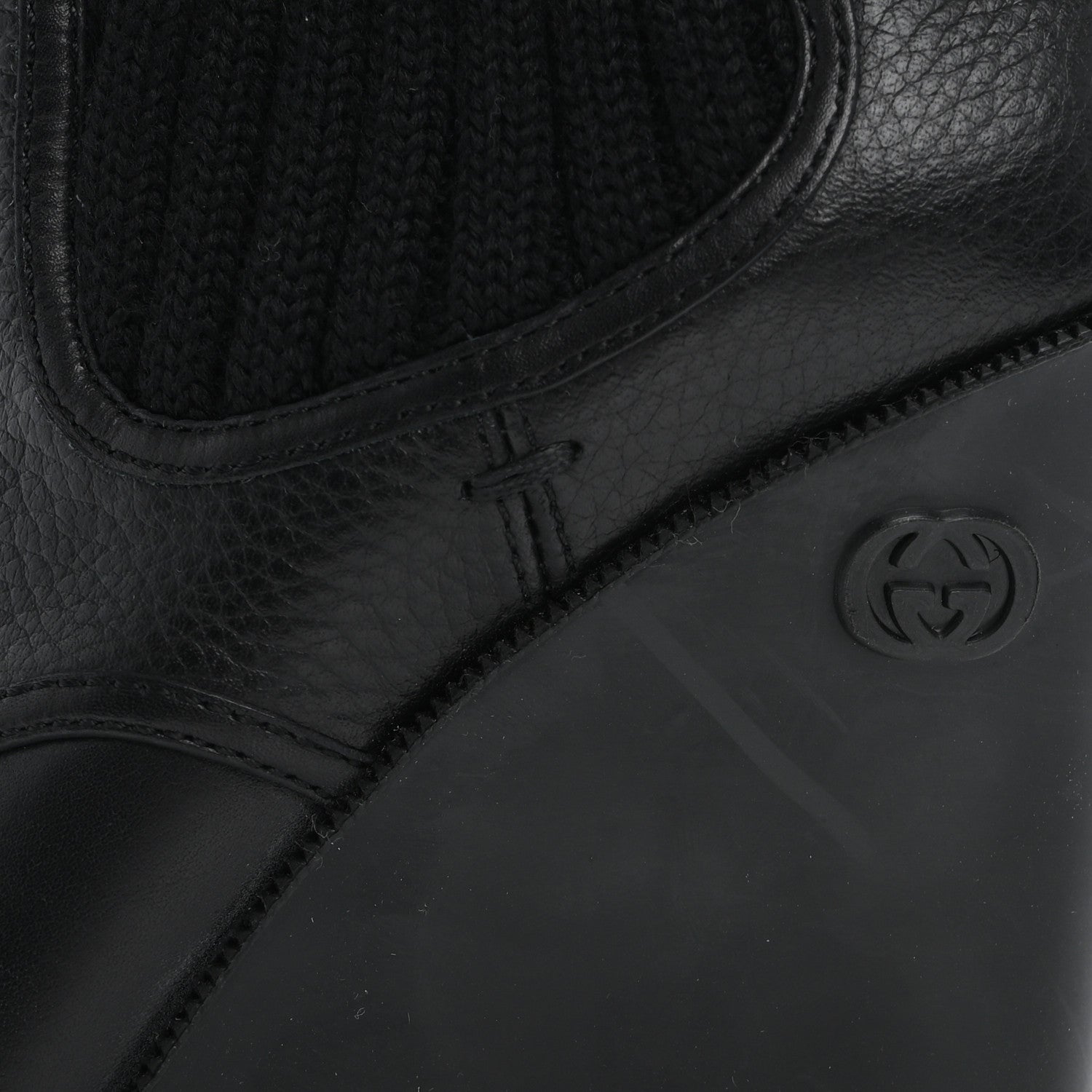 Gucci Wool Calfskin Knee Length Sock Boots 37.5 Black 10 of 11