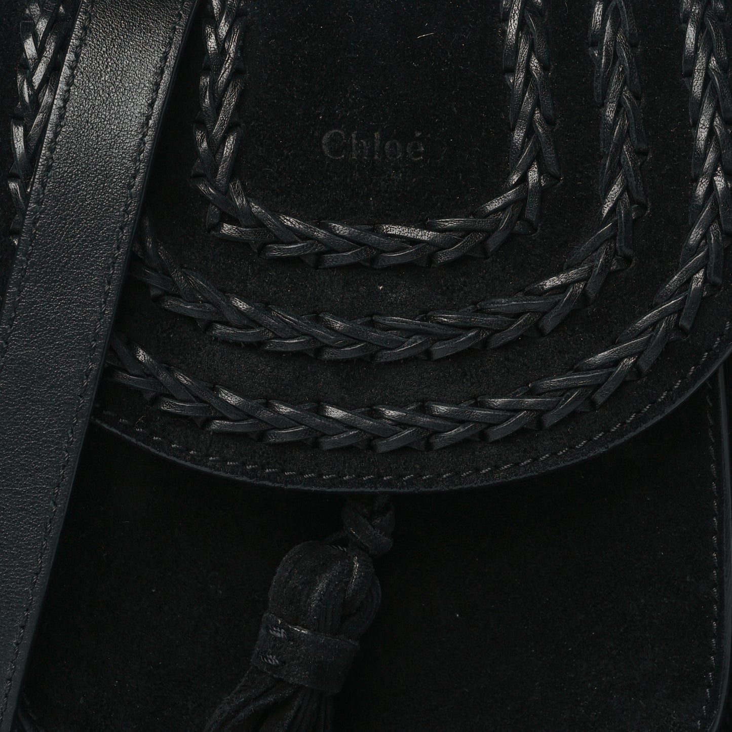 Suede Calfskin Braided Mini Hudson Shoulder Bag Black