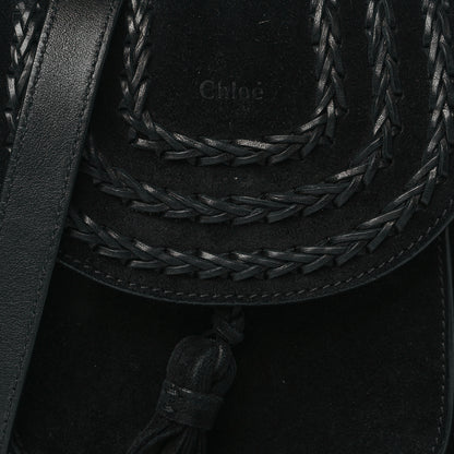 Chloe Suede Calfskin Braided Mini Hudson Shoulder Bag Black 8 of 10