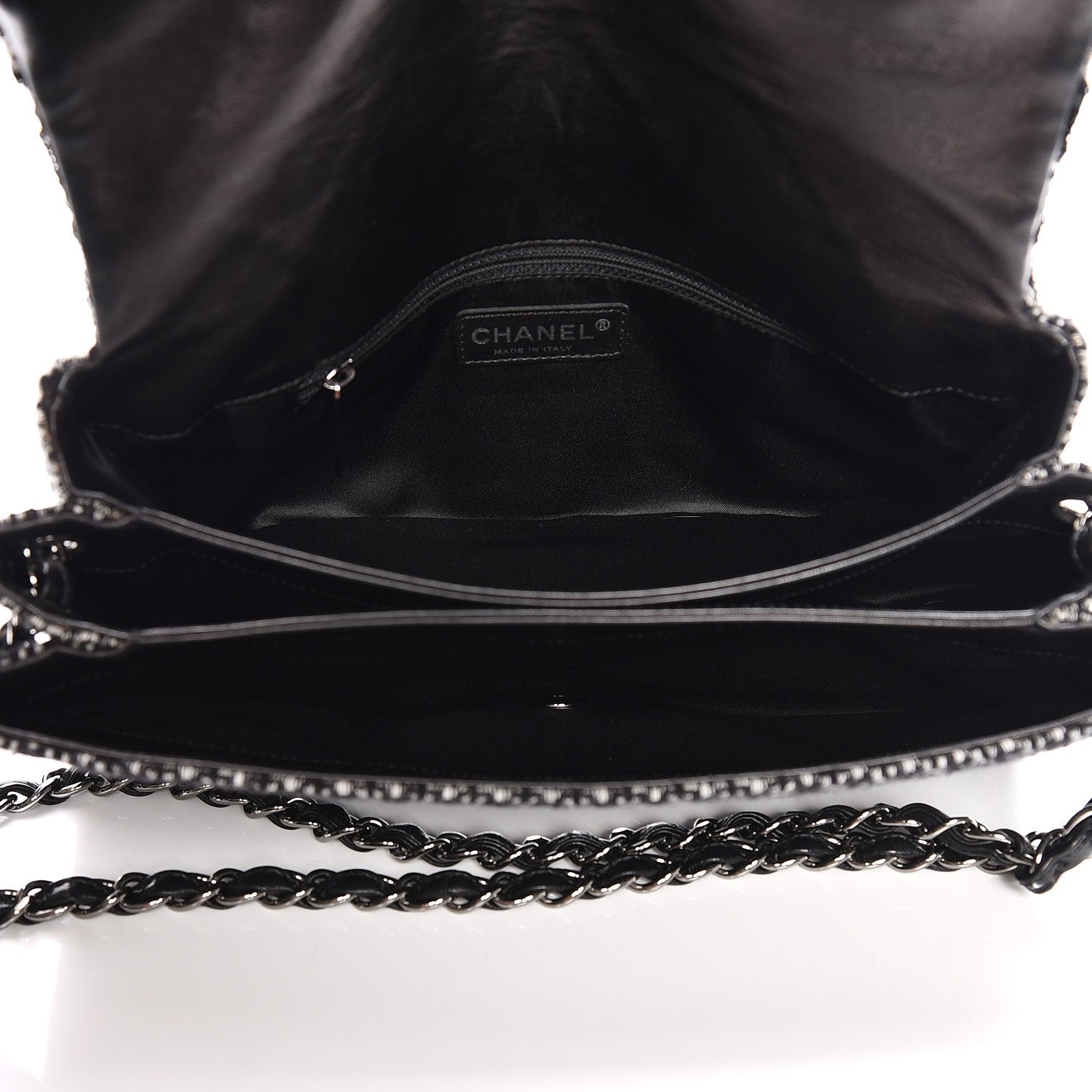 Chanel Sequin Tweed Icons Large Accordion 3 Flap Black 5 of 7