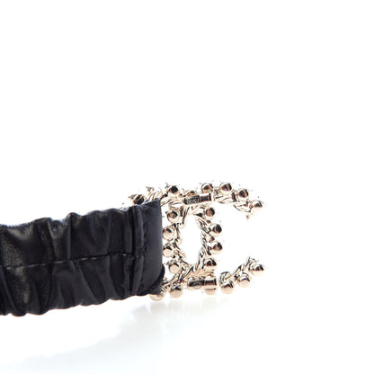 Chanel Calfskin Strass Ruched Rope CC Belt 75 30 Black 3 of 5