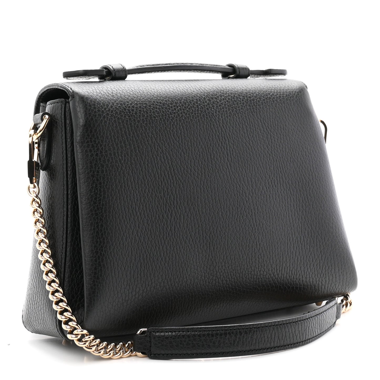 Dollar Calfskin Interlocking G Top Handle Shoulder Bag Black