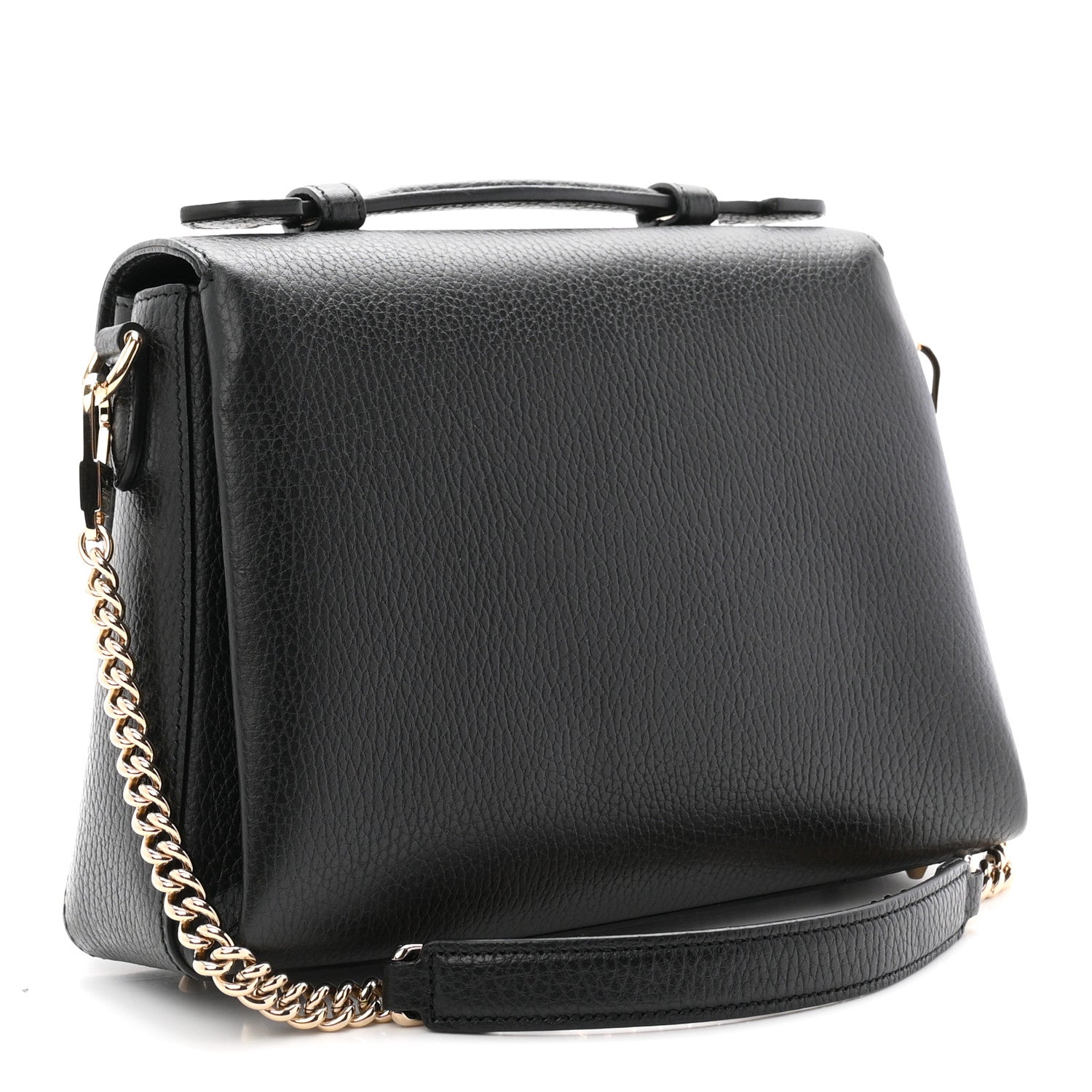 Gucci Dollar Calfskin Interlocking G Top Handle Shoulder Bag Black 3 of 10