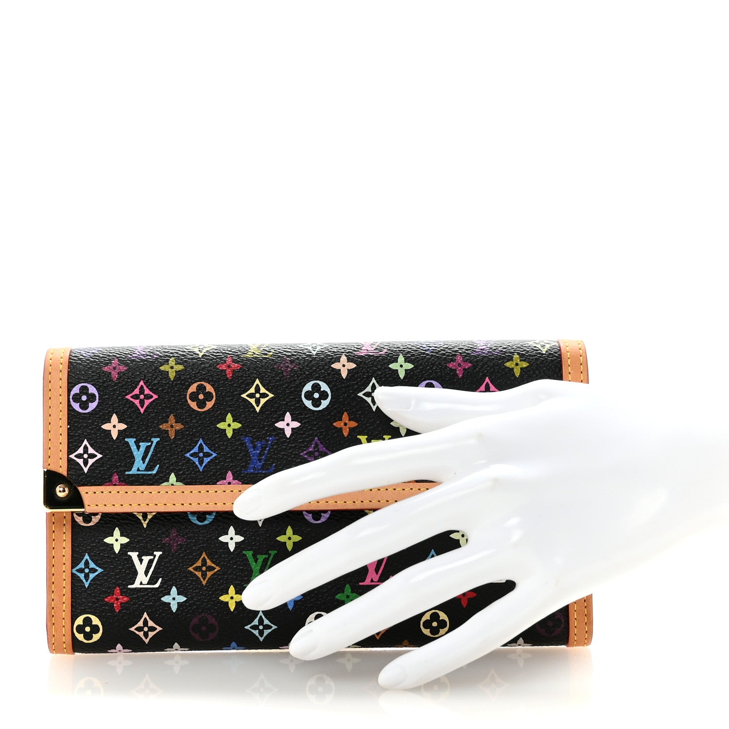 Louis Vuitton Monogram Multicolor Porte Tresor International Wallet Black 2 of 6